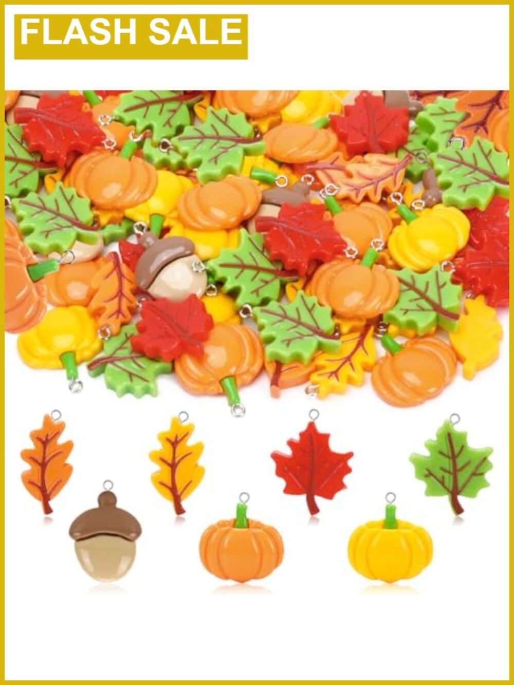 64 Pc Fall Resin Charms Maple Leaf Pumpkin Acorn Pendant DIY Jewelry